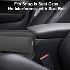 Car Seat Gap Filler with Cup Holder (2-Pack) for Driver & Passenger Side, PU Leather Seat Gap Plug Organizer for Phones Keys Cards, Universal Fit for Cars SUVs Trucks, Black