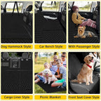 6 in 1 Car Seat Cover for Back Seat, 60/40 Split, 100% Waterproof with Mesh Window, Scratch Prevent Anti-slip Dog Hammock, Standard