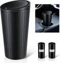 Car Trash Can with Lid, Leakproof Mini Garbage Bin for Car Cup Holder, Small Trash Can for Vehicle, Home & Office - Includes 30 Bags, Easy Clean (Black)