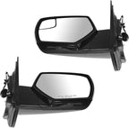 2 Piece Driver and Passenger Side Mirror Assembly Set Electric Adjustment Heated Black with Chrome Trim Upgrade Compatible with 2014-2018 Chevrolet GMC Silverado Sierra 1500 2015-2019 2500 3500 HD