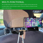 2PCS Car Headrest Hidden Hook, Purse Hook for Car, 2 in 1 Vehicle Back Seat Headrest Mobile Phone Holder, 360° Rotating Backseat Organizer for Handbag Clothes Grocery Fit Vehicles (Gun Copper)