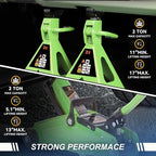 2 Ton Floor Jack with Jack Stands, Heavy Duty Steel Hydraulic Racing Floor Jack with Single Piston Quick Lift Pump, Hydraulic Trolley Service Car Jack, Green