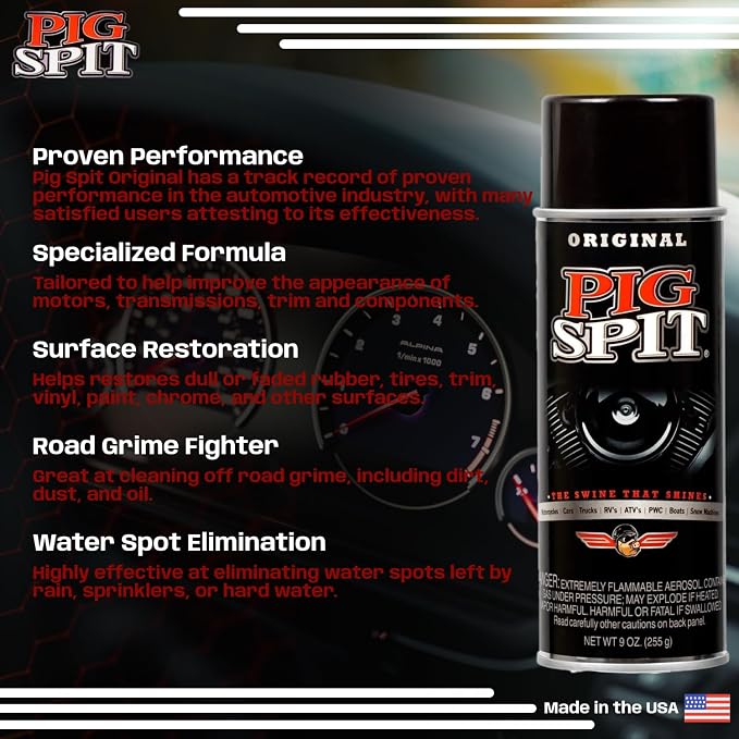 PSO Spit Original for Use on Motors, Transmissions, Vinyl and Black Plastic Trim Components and Tires, 9 oz, Single