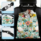 Bohemian Flowers Car Trash Bag - Waterproof Car Trash Bag Hanging Leakproof Car Garbage Bag - Washable Reusable Trash Bag For Car Interior Hanging Organizer Storage Vehicle Travelling Camping
