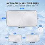 Car Windshield Sunshade – Double-Layer Design for 2X Heat Blocking, Blocks UV Rays, Foldable Sun Shade for Cars, Trucks & SUVs, Keeps Interior Cooler, Medium (59 x 31 in)