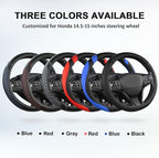 Customized Auto Car Steering Wheel Cover for Honda Accord CR-V HR-V Pilot Civic(Diamond Quilted -Black+Red-Standard Size)