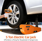 Electric Car Jack 5 Ton 12V Hydraulic Jack Lift with Impact Wrench Touch Screen Tire Inflator Pump Wireless Remote 3 Mode LED Light for Roadside Tire Change Cars Sedans SUVs MPVs Trucks