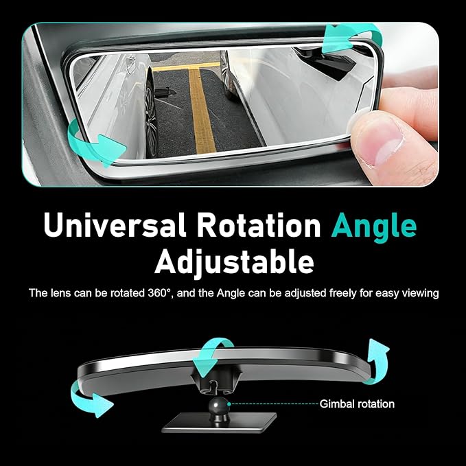 2 PCS Car Blind Spot Mirrors, Anti-glare Adjustable High-definition Mirrors, Rectangular Wide Angle Rear View Auxiliary Glass, Self-adhesive Accessory for Most Vehicles (Black)