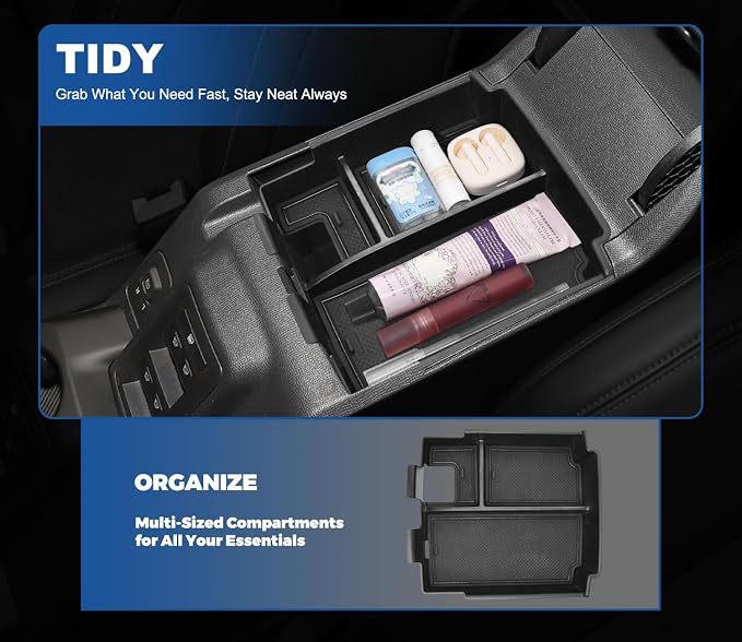 2026 Upgrade Center Console Organizer fit for 2025 2026 Ford Bronco 4 Door Bronco Center Console Storage with Rubber Mats for Ford Bronco 2025+ Storage Accessories|Not for 2 Dooor/Manual/Sport Model