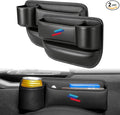 2 PCS Car Seat Gap Filler Organizer, Thickened Anti-Slip Leather Car Seat Crevice Storage Box with Cup Holder for BMW X3 X5 X7 X1 X6 X4 X1 X2 3 4 5 7 1 2 Accessories, with Sporty M 3-color logo