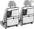White Car Seat Organizer for Kids Backseat Kick Mat with Adjustable Strap Back Seat Protectors for Car Vehicle SUV 2 Pcs
