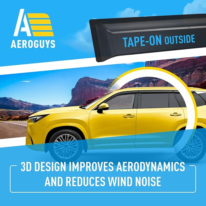 Extra Durable Window Deflectors Tape-On Window Visors Rain Guards Fit for Lexus TX 2024-2026, Sun Visors, Wind Vent for Shades, Exterior Car Accessories - 6pcs. AG0757
