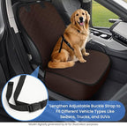 Dog Car Seat Covers, Waterproof Front Seat Cover for Dogs, Scratch-Proof, Nonslip Pet Passenger Seat Cover Protector, Universal Fit for Cars Trucks SUVs, Standard Size, Dark Coffee