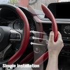 2pcs Carbon Fiber Anti-Skid Steering Wheel Cover, Waterproof & Segmented Butterfly Design, Universal 99% Vehicle Wheel Cover Protector, Car Interior Accessories (Red-2pcs)