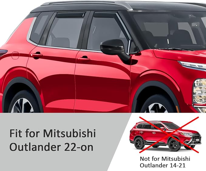 Voron Glass in-Channel Extra Durable Rain Guards for Mitsubishi Outlander 2022-2026, Window Deflectors, Vent Window Visors, 4 Pieces - 201244