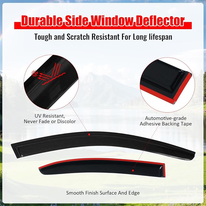 Fit 2011-2018 Volkswagen Jetta Slim Style Acrylic Window Visors Rain Guard |, Dark Smoke, Car Rain Sun Window Shade Guard Visor, 2012 2013 2014 2015 2016 2017, Car Wash Safe, Waterproof