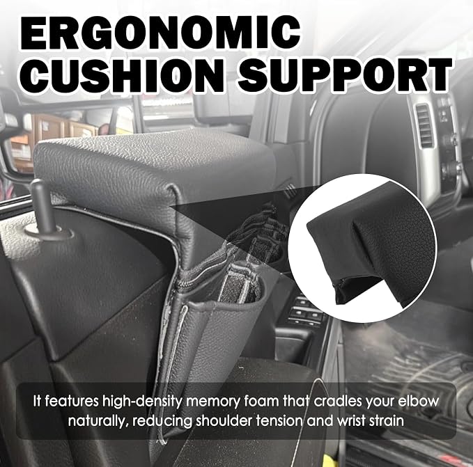 Leather Car Window Armrest,2026 Upgraded Car Armrest Storage Box for Window with Multiple Pockets to Relieve Arm Fatigue,Universal Cars Door Armrests Pad for Long Drives
