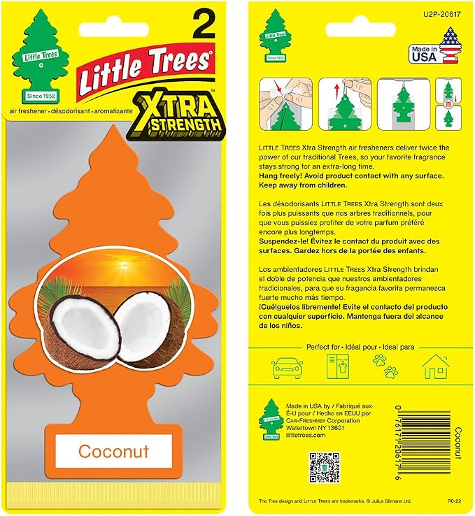 Car Air Freshener | Xtra Strength Provides Long-Lasting Scent for Auto or Home | Extra Boost of Fragrance | Coconut, 24 Air Fresheners