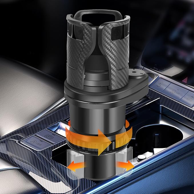Cup Holder Expander for car, 2 in 1 Multifunctional Car Cup Holder Extender Adapter,with Adjustable Base,Compatible with Hydro Flask, Yeti, Nalgene, 32/40 oz Large Bottles Drinks Mugs