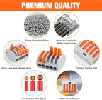 115PCS Lever Wire Connectors Nuts Kit 28-12AWG Inline Electrical Terminal 2 3 4 5 Port Assortment Quick Disconnect Push in Wires Connectors for Solid Stranded Wiring Projects
