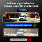 Mirror Dash Cam,Rear View Mirror Camera 10'', 1080P FHD Full Touch Screen Dash Cam Front and RearCam with Night Vision, Streaming Media 170°Wide Angle Parking Assistance Free 32GB Card