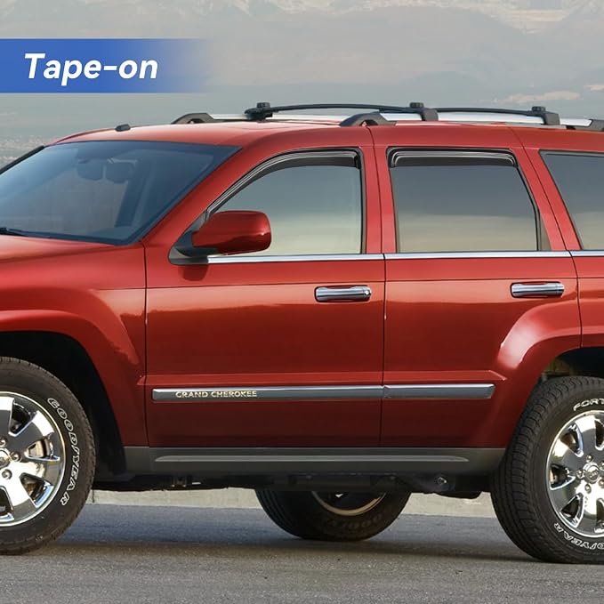 Window Visors Rain Guards Shield for 2005-2010 Jeep Grand Cherokee, Out-Channel Window Vent Wind Deflectors Visors Shades for 05-10 Grand Cherokee