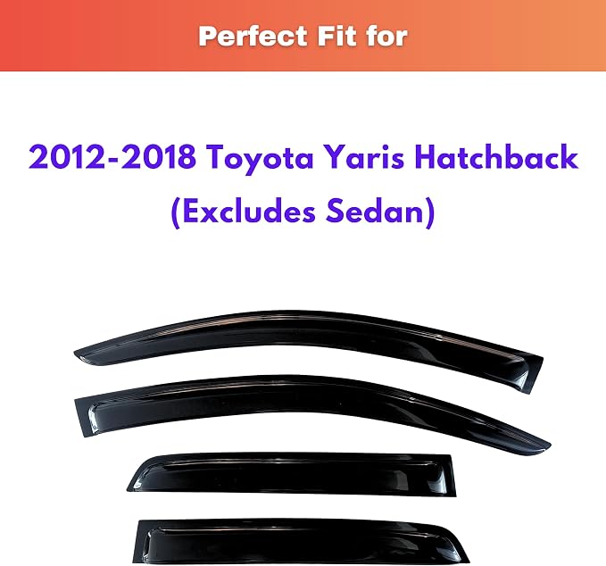 KPY Rain Guards Fit for 2012-2018 Toyota Yaris Hatchback, Out-Channel Window Visors Vent Wind Deflectors 4PC, Car Accessories for 12-18 Yaris Hatchback (Excludes Sedan)