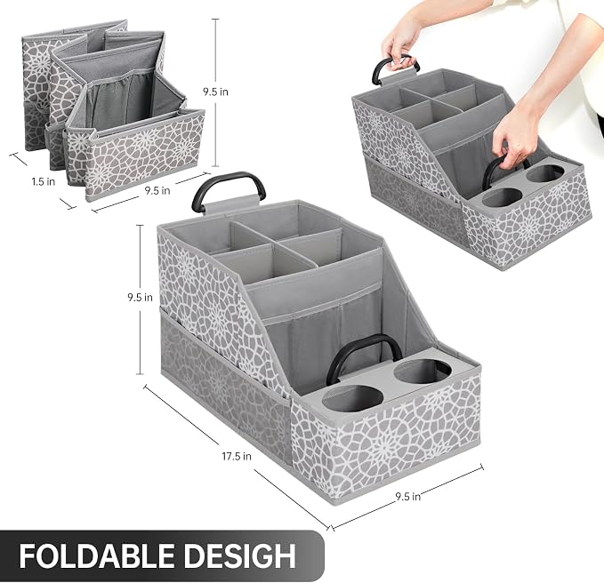 Car Seat Organizer- Backseat Car Organizer with 12 Storages Compartments and 2 Cup Holders, Organizers and Storage, Front Seat for Travel Kids,Gray