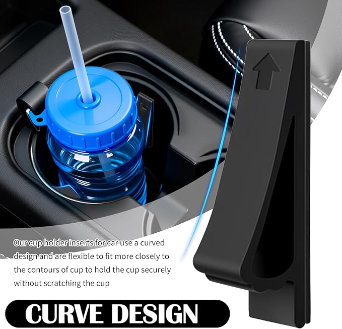 6PCS Car Cup Holder Insert Silicone,Anti-Shake Curve Car Coasters Cupholder Stabilizer for Holding Cups/Bottles,Universal Self-Adhesive Cupholder Insert for Cars/SUVs/Trucks