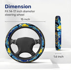 Blue Starry Gothic Steering Wheel Cover, Polyester Non-Slip Car Wheel Grip, Universal 15 Inch Auto Accessory
