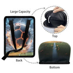Soccer Ball Lightning Print Car Trash Can with Lid, Leak Proof Auto Trash Bag Hanging Vehicle Garbage Can Multipurpose Storage Container for Back Seat Road Trip