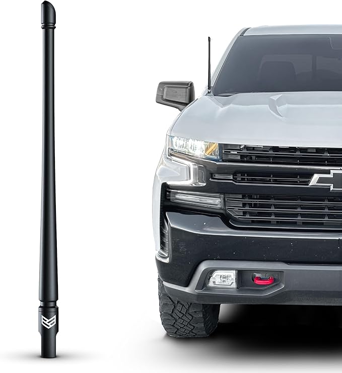 Truck Antenna for Chevy Silverado & GMC Sierra Accessories 2014+ - Carwash Safe Short Replacement Antenna (12 Inch Flexible)