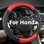 Microfiber Leather Steering Wheel Cover for Honda Accord,Civic,CR-V,HR-V,Pilot(Black+Red-Standard Size)