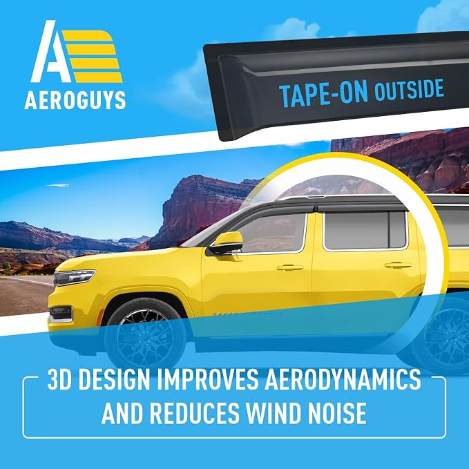 Extra Durable Window Deflectors Tape-On Window Visors Rain Guards Fit for Jeep Grand Wagoneer 2022-2026, Sun Visors, Wind Vent for Shades, Exterior Car Accessories - 4pcs. AG0638