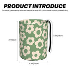 Car Trash Bag Vintage Green Groovy Flowers Waterproof Trash Small Car Can Portable Collapsible Car Garbage Can Hanging for Back Seat Floor or Hanging Headrest Car Decor Road Trip Essentials