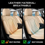 Coverado Rear Seat Covers, Soft Waterproof Faux Leather Rear Protectors for Sedan SUV Truck, Minimalist Comfortable Anti-Stain Interior – Beige