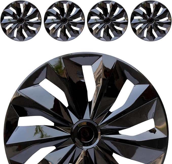 Hubcap Wheel Covers Hub Caps 15 Inch Set of 4 Black Universal Wheel Rim Cover R15 Stylish Car Decor Wheel Covers for Toyota Camry Nissan Mazda (black-04-TT, 15 inch)