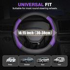 Car Steering Wheel Cover, Microfiber Leather Steering Wheel Covers with Anti-Slip Lining, Breathable Elastic Car Steering Wheel Protector, Universal Standard Size 14-15 inch