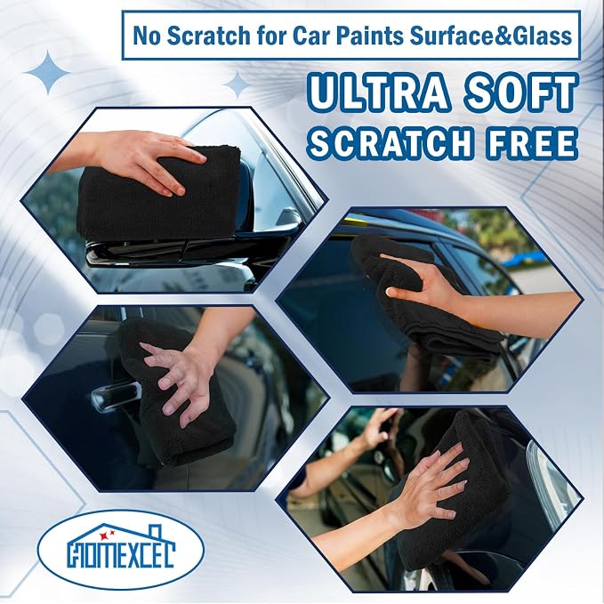 Professional Large Microfiber Car Drying Towels 2 Pack, Lint Free, Scratch Free, Highly Absorbent Drying Towel for Cars, SUVs, RVs, Trucks, and Boats,31" x 24", Black