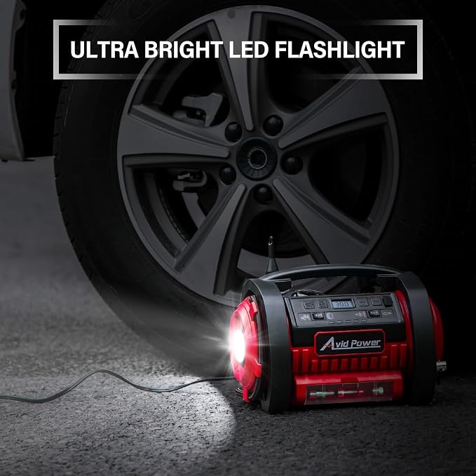 Tire Inflator Portable Air Compressor, 12V DC 110V AC Car Tire Pump, Air Mattress Pump with Inflation and Deflation Modes, Dual Powerful Motors, Digital Pressure Gauge