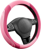 Car Steering Wheel Cover - Microfiber Leather Steering Wheel Wrap Sports 14.5-15 Inch Steering Wheel Cover Non-Slip for Men Women Pink & HotPink Color