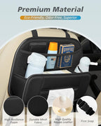 5-in-1 Car Backseat Organizer, Premium Leather Headrest Seat Back Storage Pocket with Cup Holder, Foldable Hanging Car Tissue Holder 1 Pack