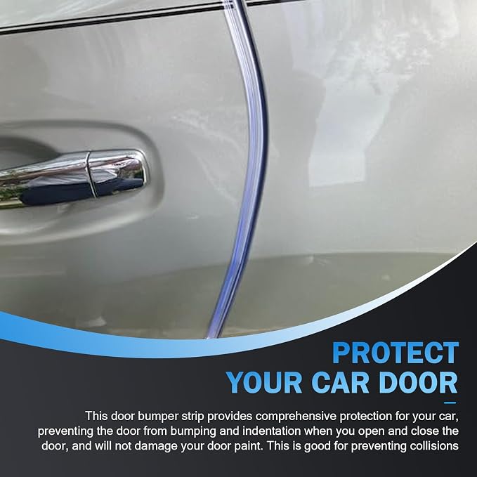 Automotive Door Entry Guard, 16.4Ft No Glue Transparent Car Door Edge Protector Strip, Anti-Miso Rubber Edge Trim for Cars, Trucks, SUVs, ATVs (White)