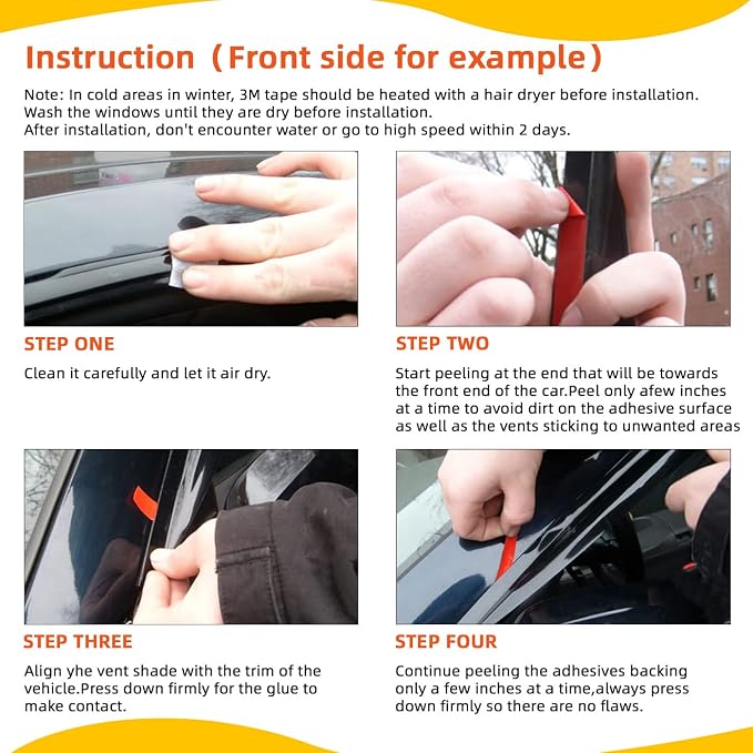 Rain Guards Compatible with 2008-2013 Jeep Liberty KK Side Window Visor Wind Deflector Vent Visors Car Accessories Tape-On 4pcs