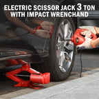 3T Portable Electric Scissor Lift Jack Kit - 4.7'' - 13.8''(12-35cm) 12V Lifting Range Electric Car Jack & Impact Wrench for Auto Sedan SUV Repair, TOOLS-00281