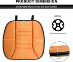 Car Seat Cushion, 1.2" Thick Comfort Memory Foam Auto Seat Pad with Non Slip Bottom, Breathable Driver Seats Pillow Pressure Relief Chair Cushion for Vehicle Office Home (Orange)