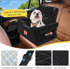 Dog Car Seats for Small/Medium Dogs, Elevated Memory Foam Dog Booster Seat, Detachable Washable Pet Car Seat with Safety Belts & Storage Pockets (Black)