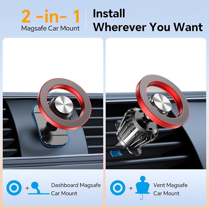 for Magsafe Car Mount【20 Strong Magnets】Magnetic Phone Holder for Car Phone Holder Mount Dash Mounted Holders Cell Phone Holders for Your Car Accessories for Women Men for iPhone 17 16 15 14