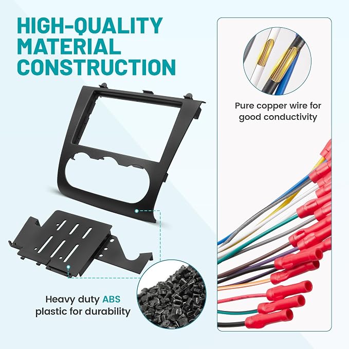 NuIth Double DIN Radio Dash Kits for Nissan Altima 2007-2012 with Non Digital A/C Climate Control, Altima 2Din Stereo Wiring Harness Adapter, Altima Trim Bezel Mount Housing Bracket