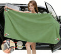 Magnetic Beach Towel | Extra Wide & Enhanced Magnet (75"x40"), Sand-Free Quick-Dry Microfiber for Car Door Changing, Beach, Pool | Includes Storage Bag, Travel & Camping (Green)